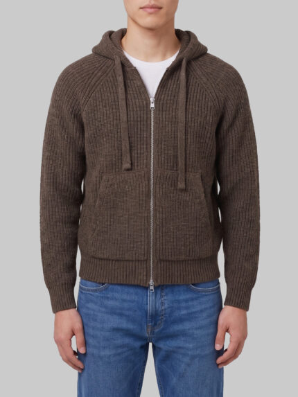 Dunst Brown hooded knit cardigan