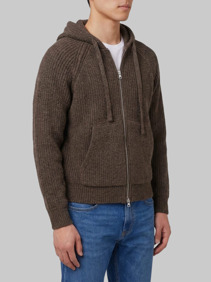 Dunst Brown hooded knit cardigan