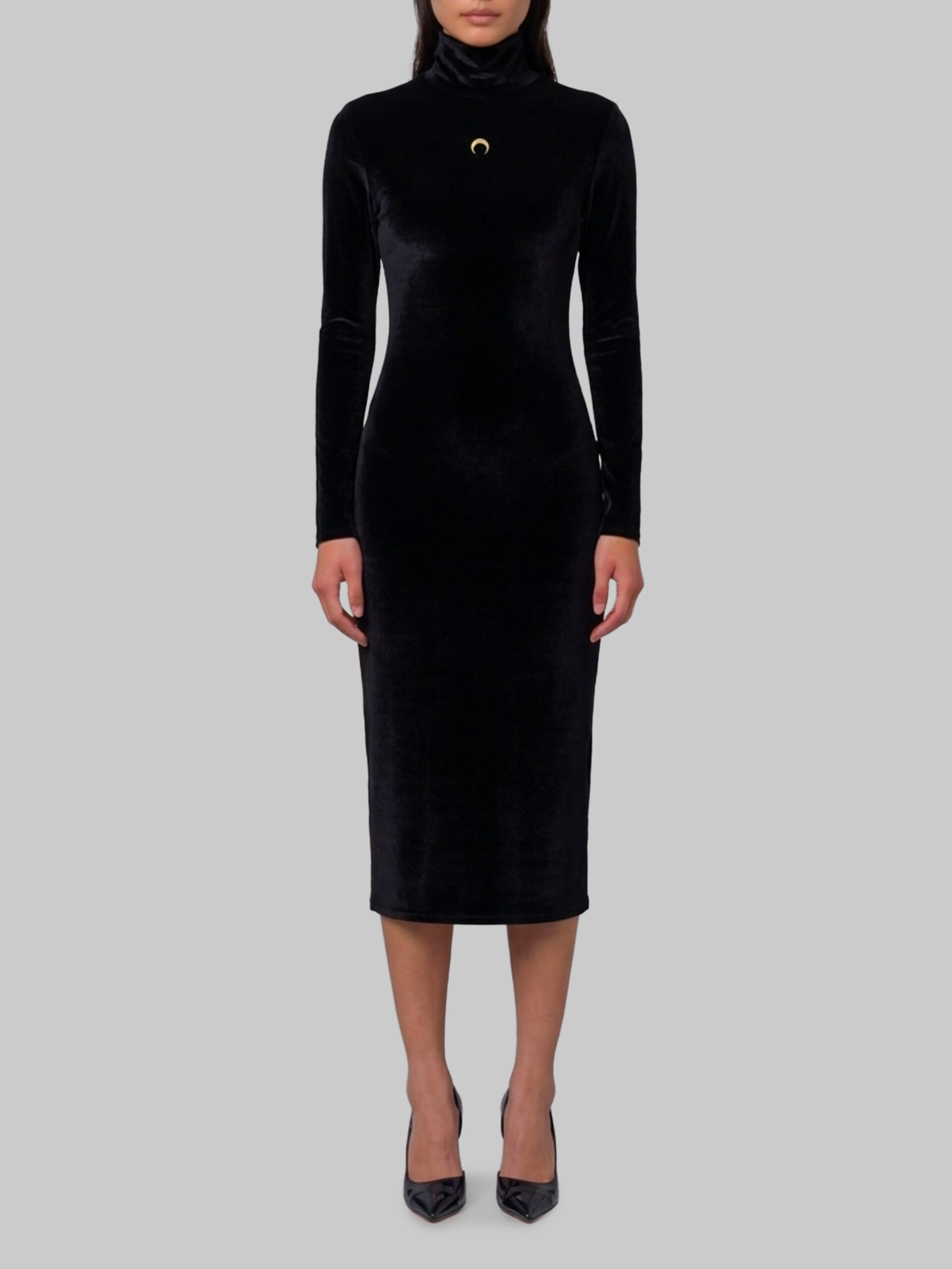 Marine Serre Moon logo velvet fleece midi dress