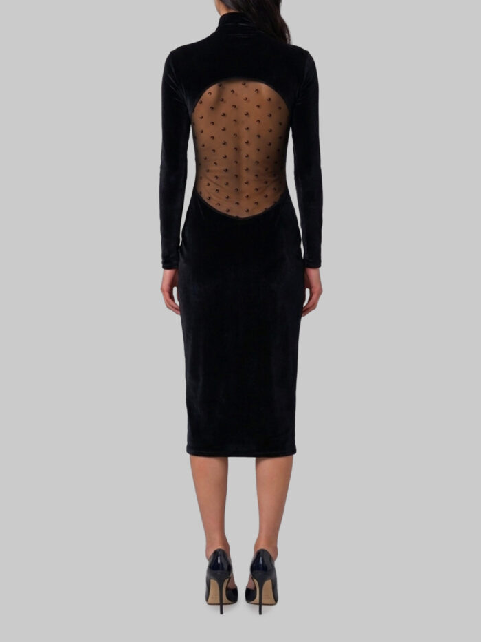 Marine Serre Moon logo velvet fleece midi dress
