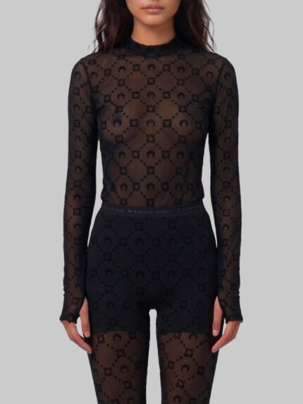 Marine Serre Monogram mesh flock second skin top