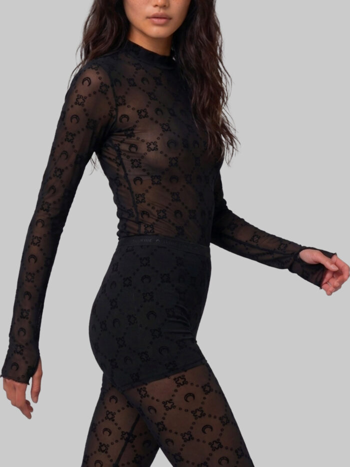 Marine Serre Monogram mesh flock second skin top