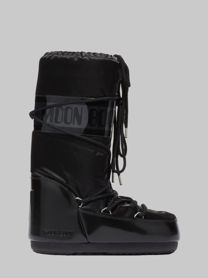 moon boot black satin icon glance boots Moon Boot Black satin Icon Glance boots