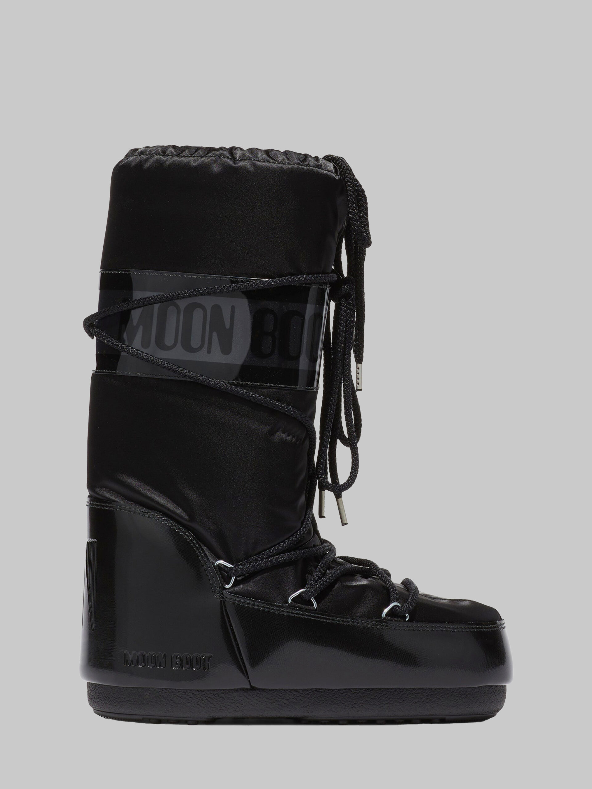 Moon Boot Black satin Icon Glance boots