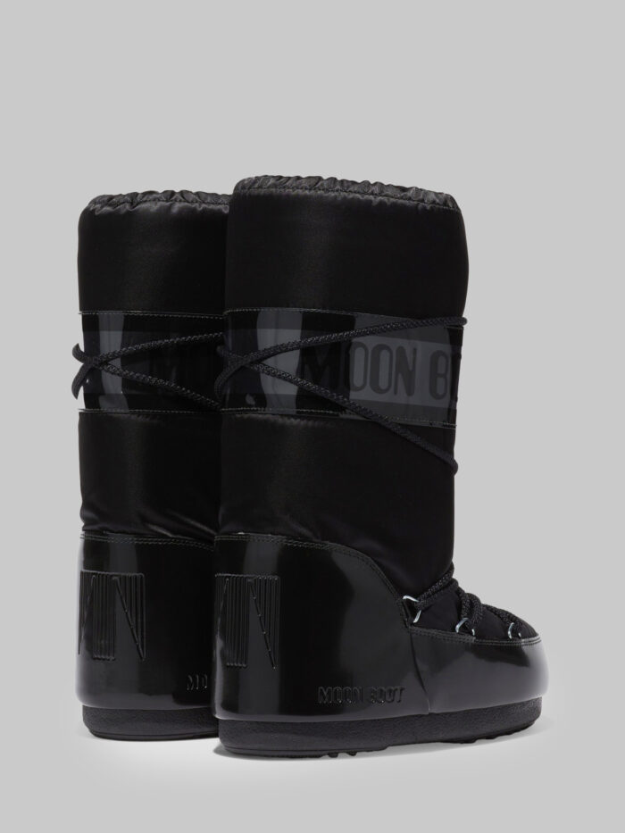 Moon Boot Black satin Icon Glance boots