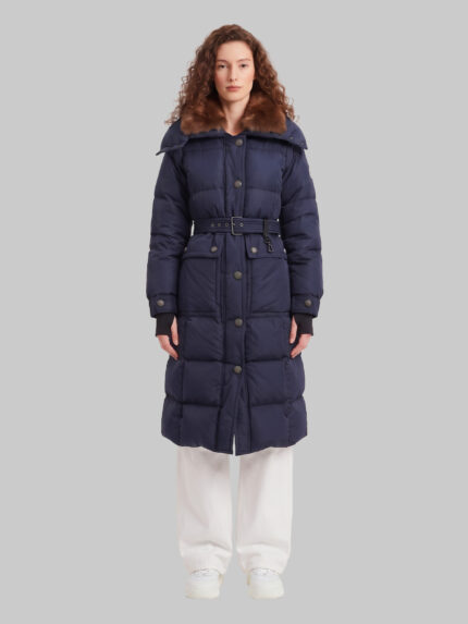Moncler Grenoble Gelissette long down jacket with shearling
