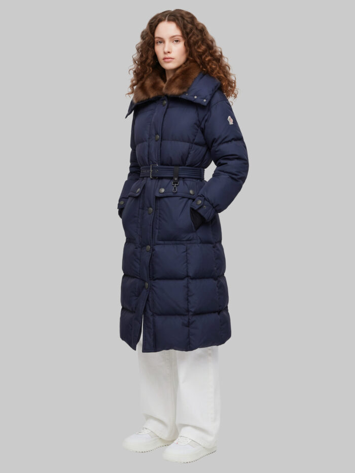 Moncler Grenoble Gelissette long down jacket with shearling