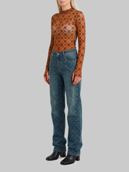 Marine Serre Monogram mesh flock second skin top