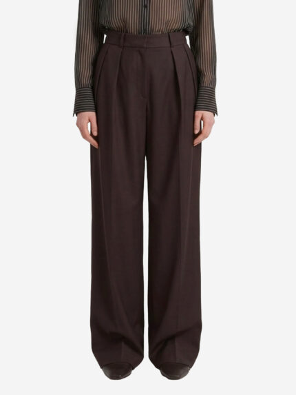 The Frankie Shop Brown pleated Ripley pants
