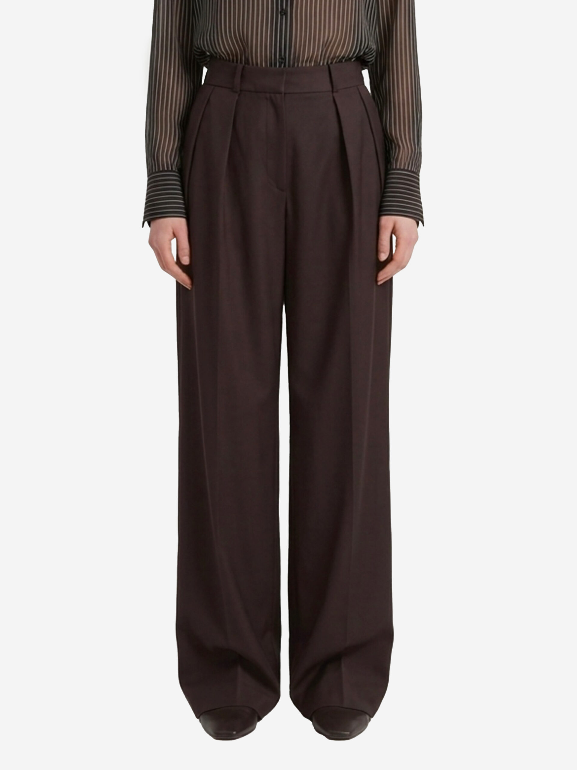 The Frankie Shop Brown pleated Ripley pants