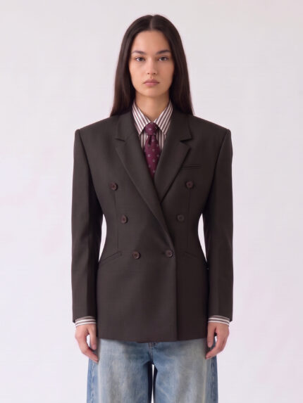 The Frankie Shop Brown Prince of Wales check Jade blazer
