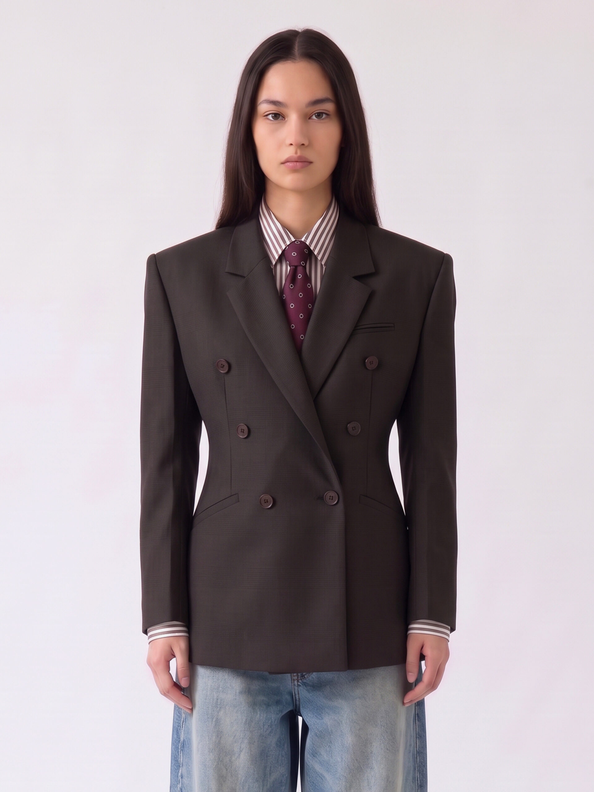 The Frankie Shop Brown Prince of Wales check Jade blazer