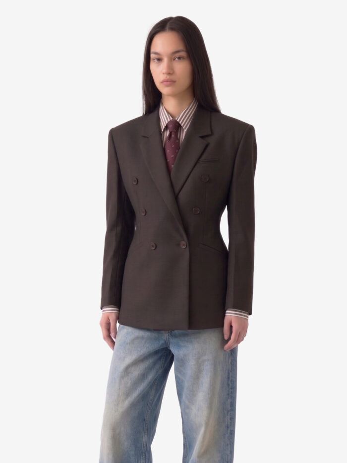 The Frankie Shop Brown Prince of Wales check Jade blazer