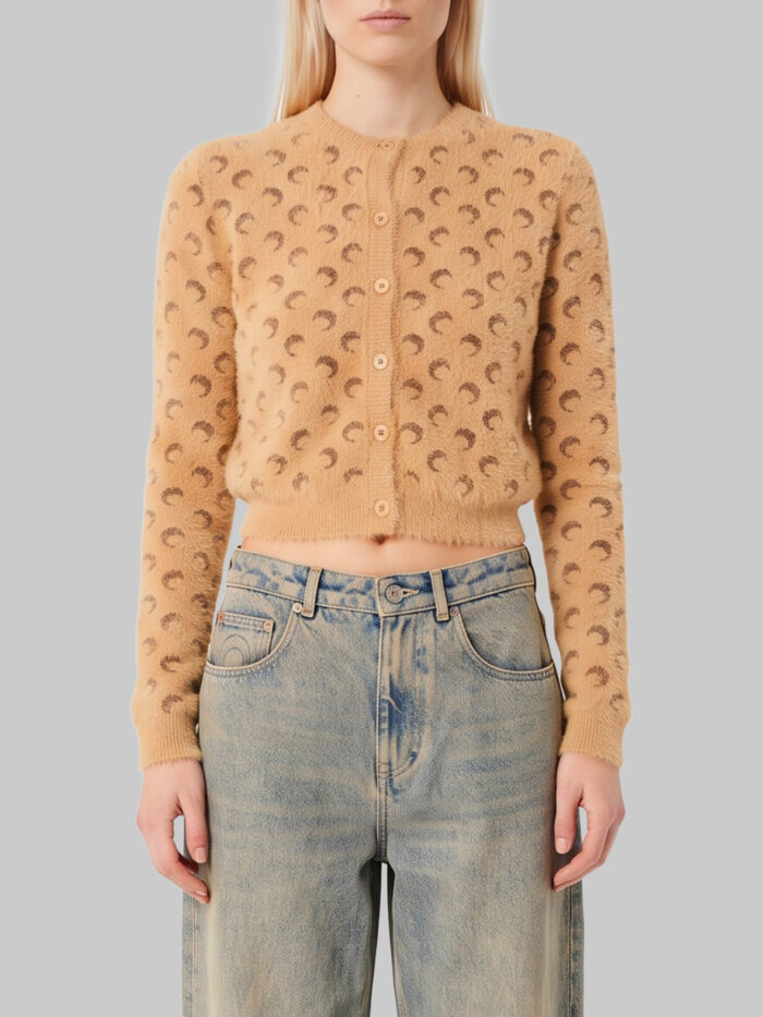 Marine Serre Fluffy Moon jacquard knit cardigan