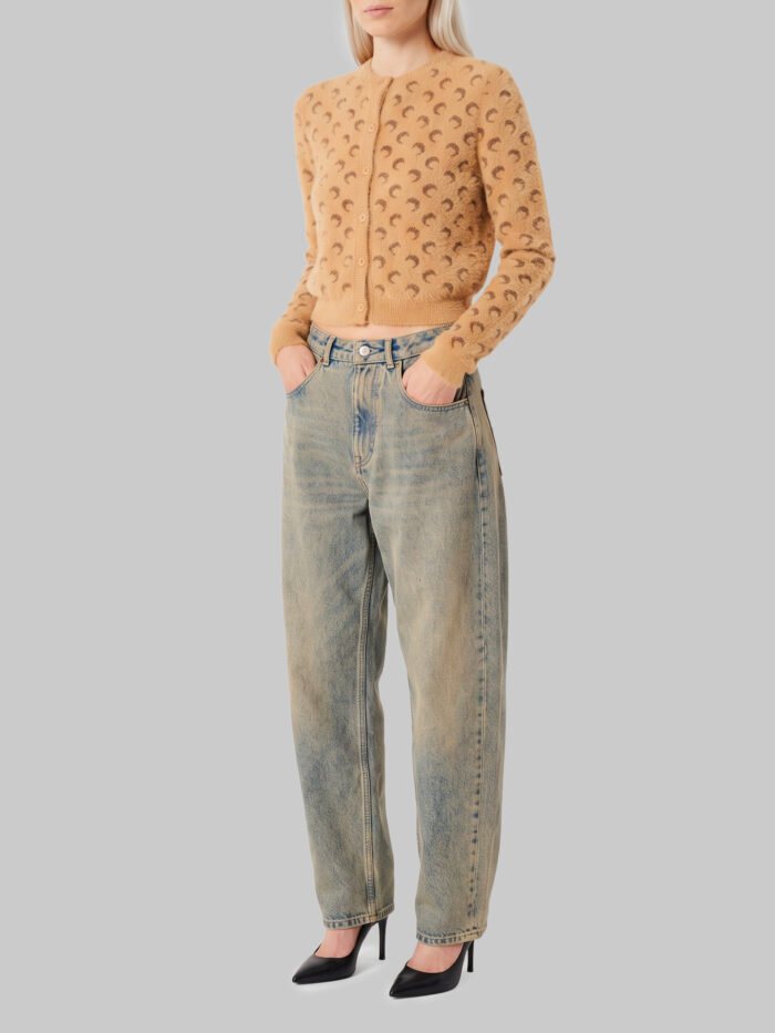 Marine Serre Fluffy Moon jacquard knit cardigan