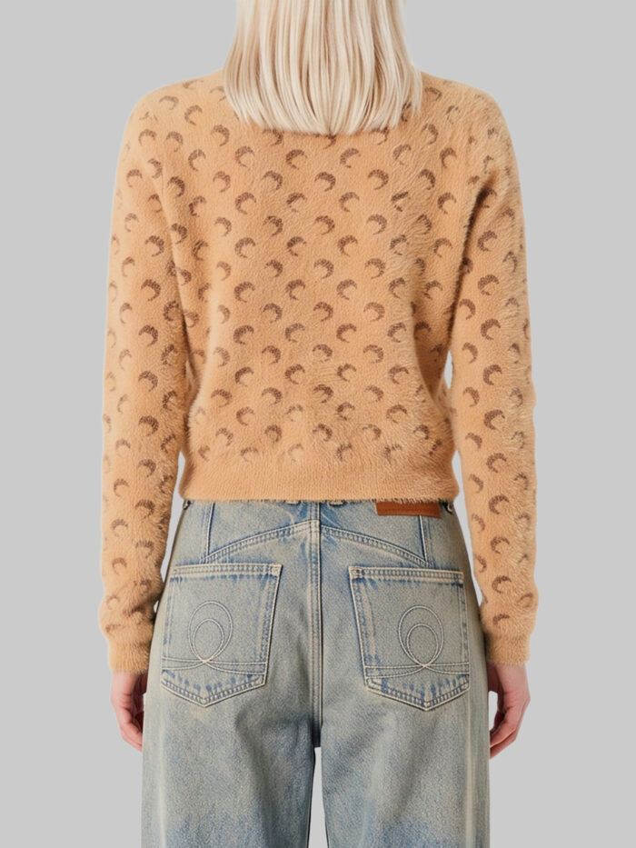 Marine Serre Fluffy Moon jacquard knit cardigan