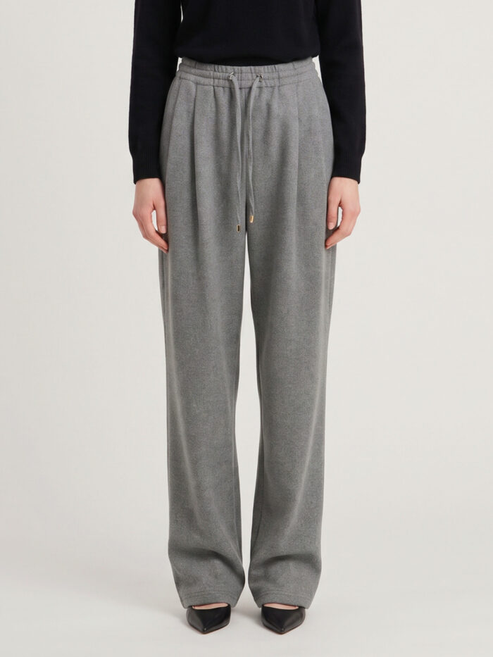 the frankie shop finn pants with elastic waist and pleats in grey mélange The Frankie Shop Finn pants with elastic waist and pleats in grey mélange