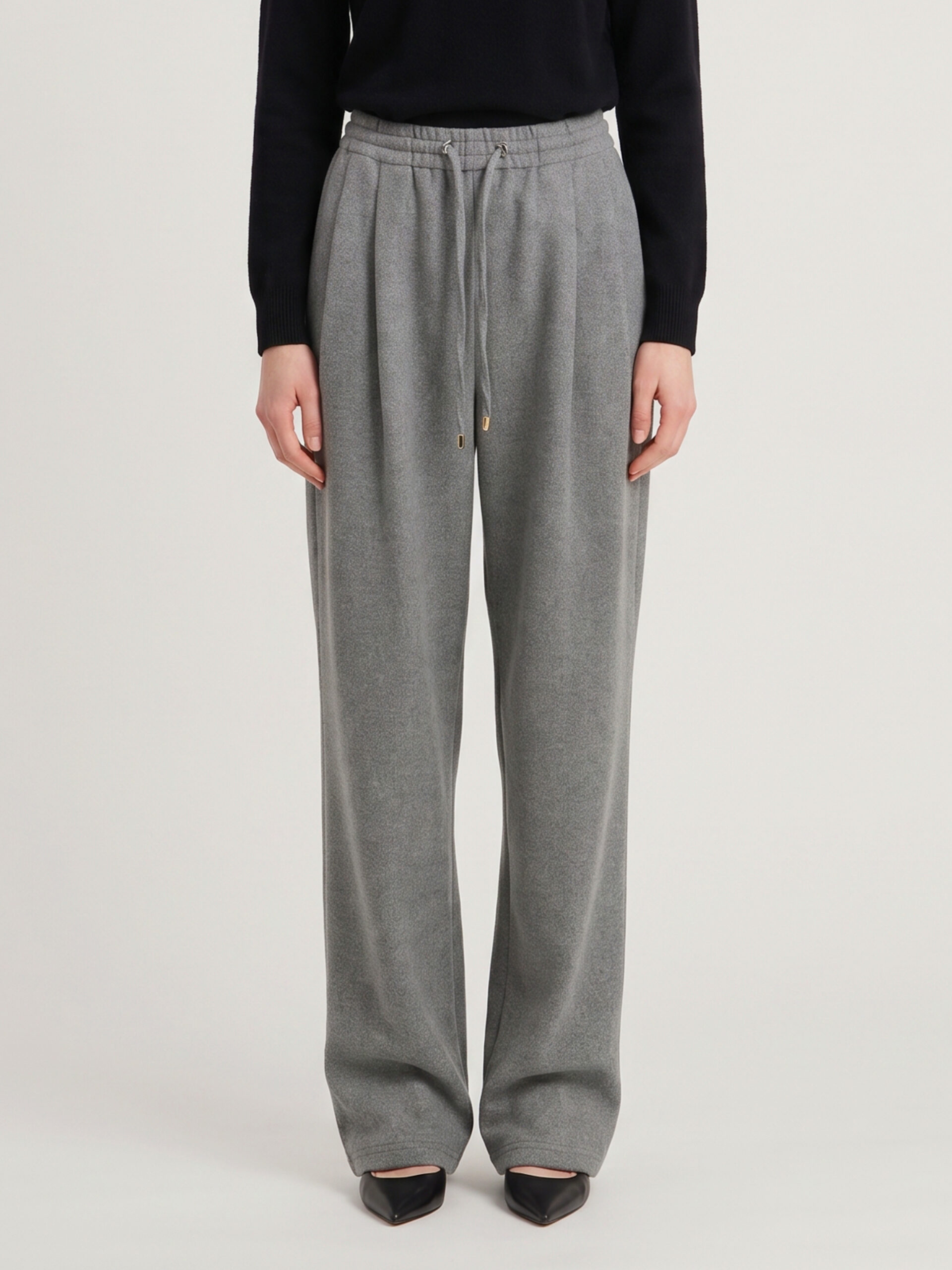 The Frankie Shop Finn pants with elastic waist and pleats in grey mélange