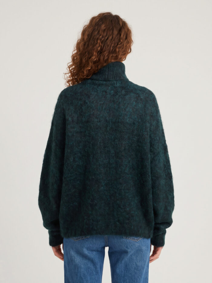 The Frankie Shop Iria fuzzy-effect turtleneck sweater in bottle green