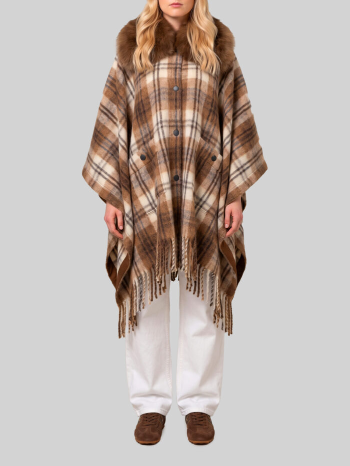 moncler grenoble cape with faux fur detail Moncler Grenoble Cape with faux fur detail