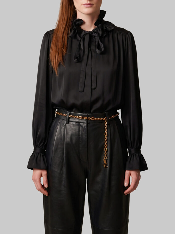 sutton new york black ruffled shirt Sutton New York Black ruffled shirt
