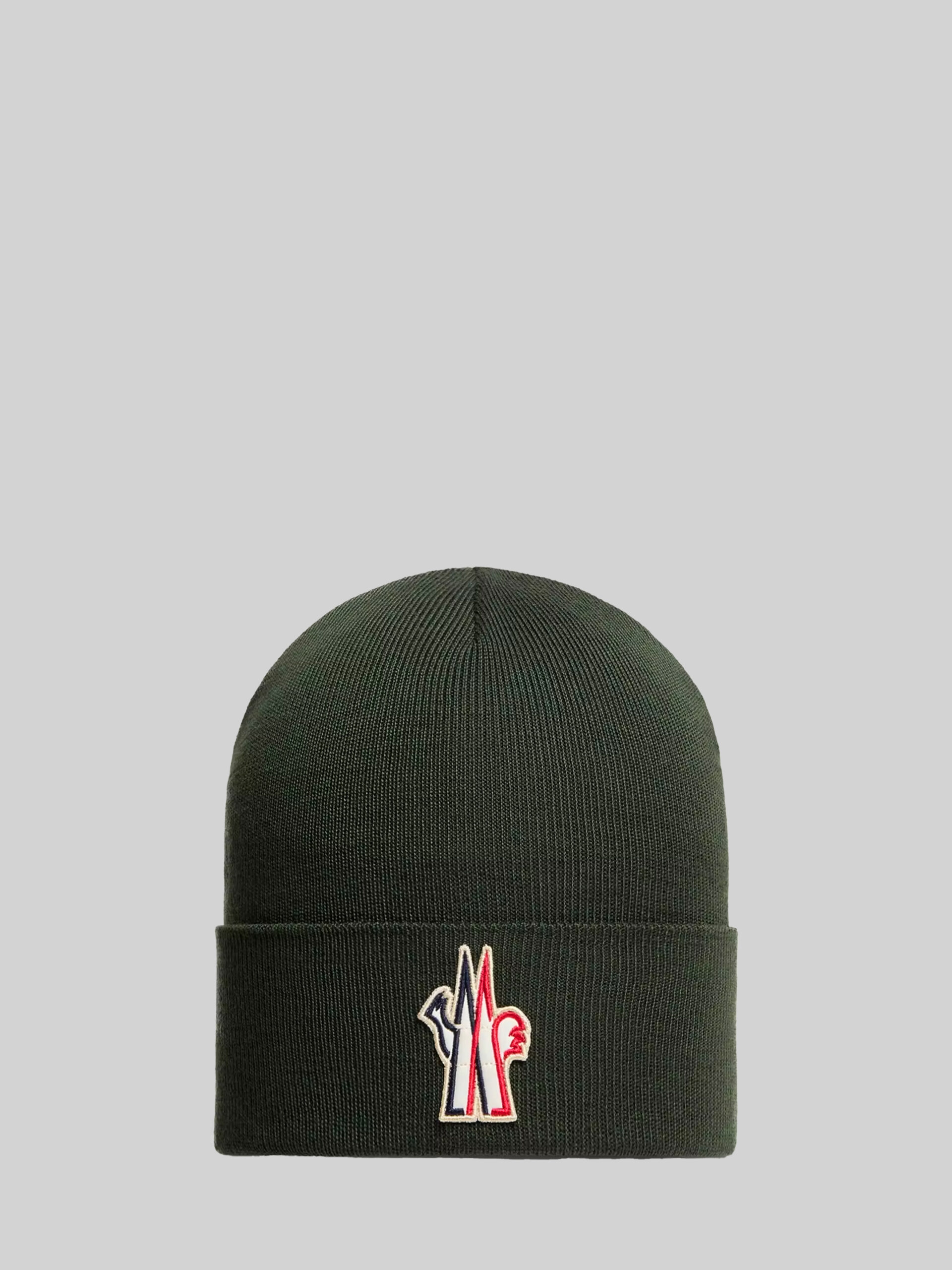 Moncler Grenoble Dark green wool beanie with logo