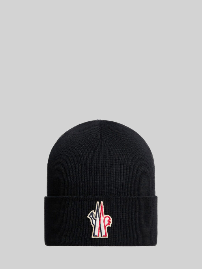 moncler grenoble black wool beanie with logo Moncler Grenoble Black wool beanie with logo