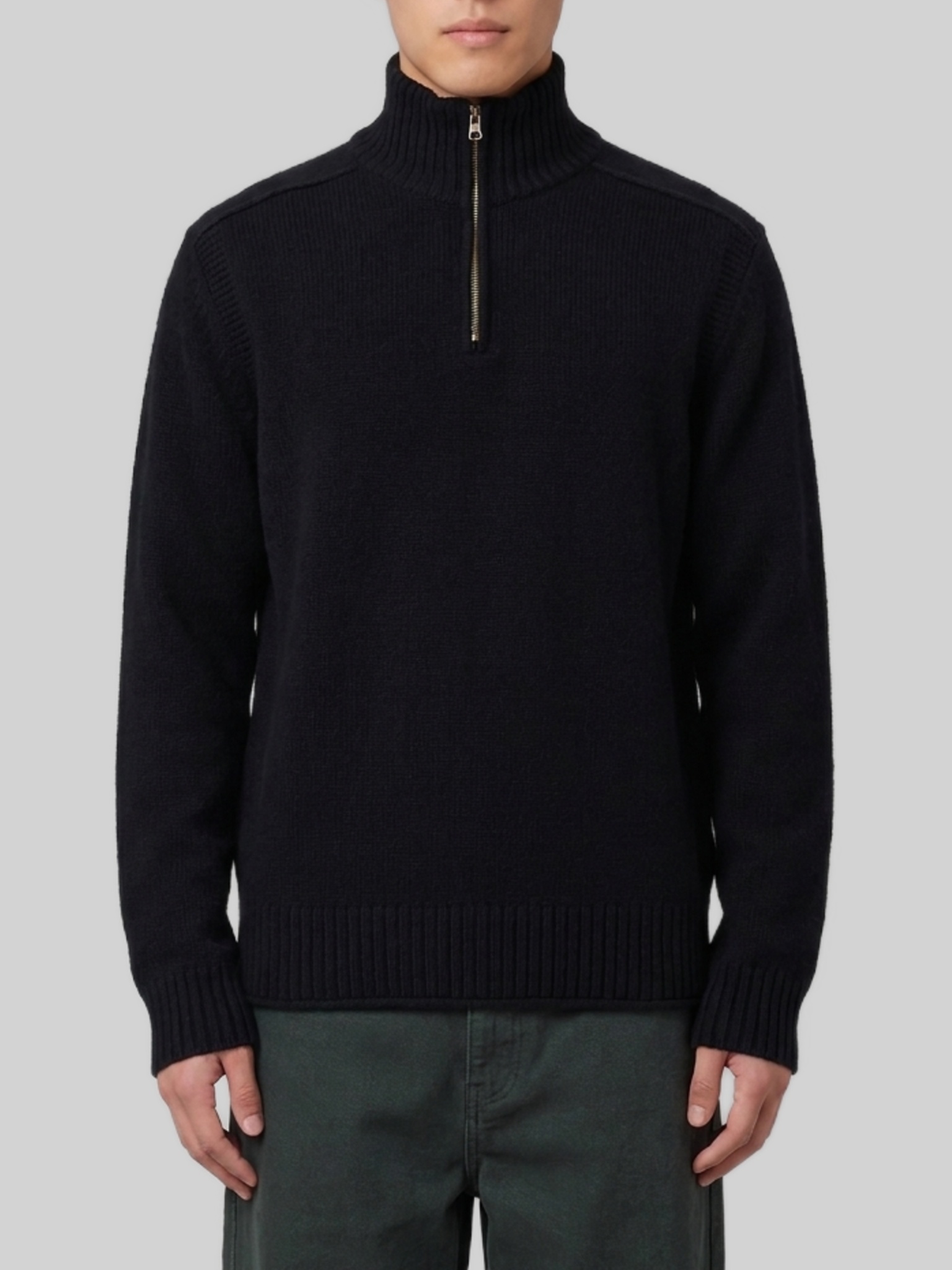 Guest In Residence Black half zip turtleneck