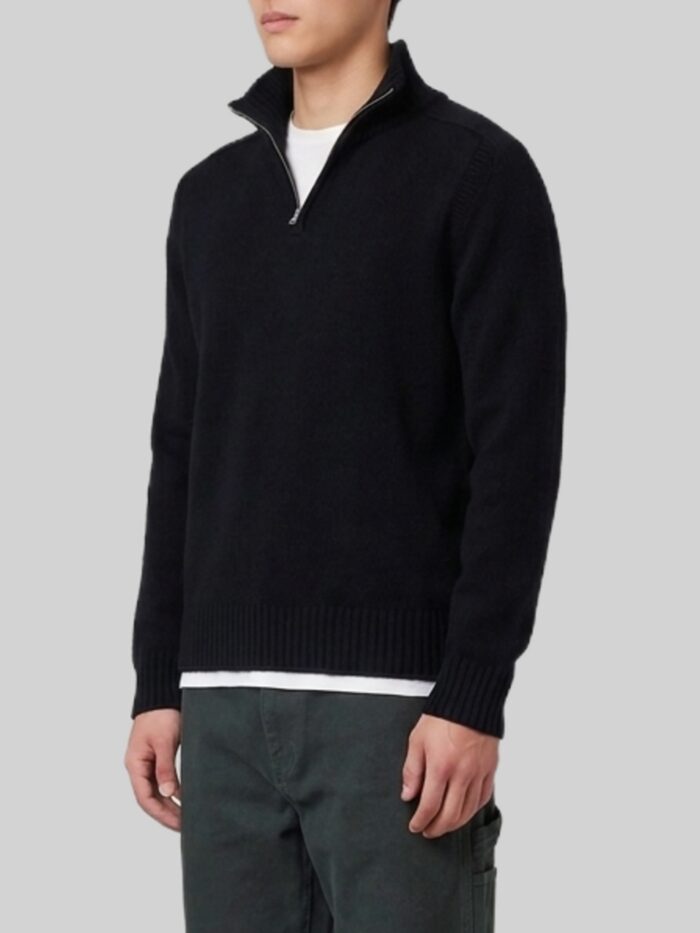Guest In Residence Black half zip turtleneck