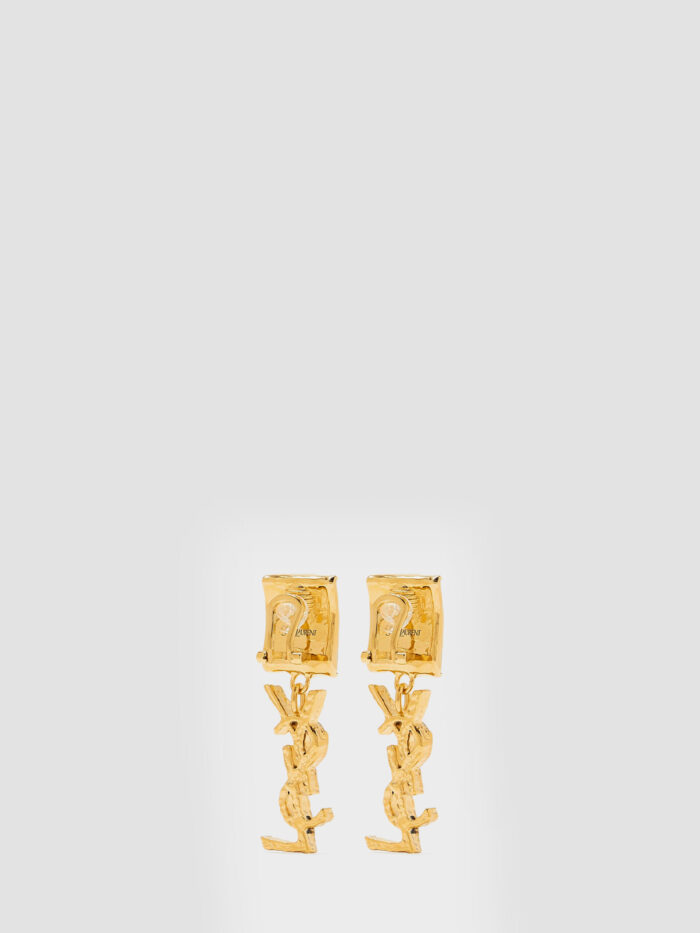 Saint Laurent Cassandre enamel drop earrings in glass