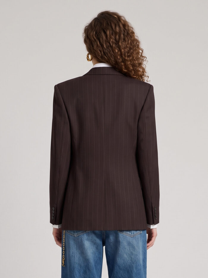 Saint Laurent Single-breasted jacket in chalk mélange wool