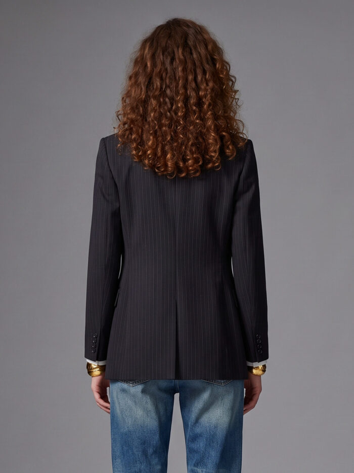 Saint Laurent Double-breasted jacket in chalk mélange wool