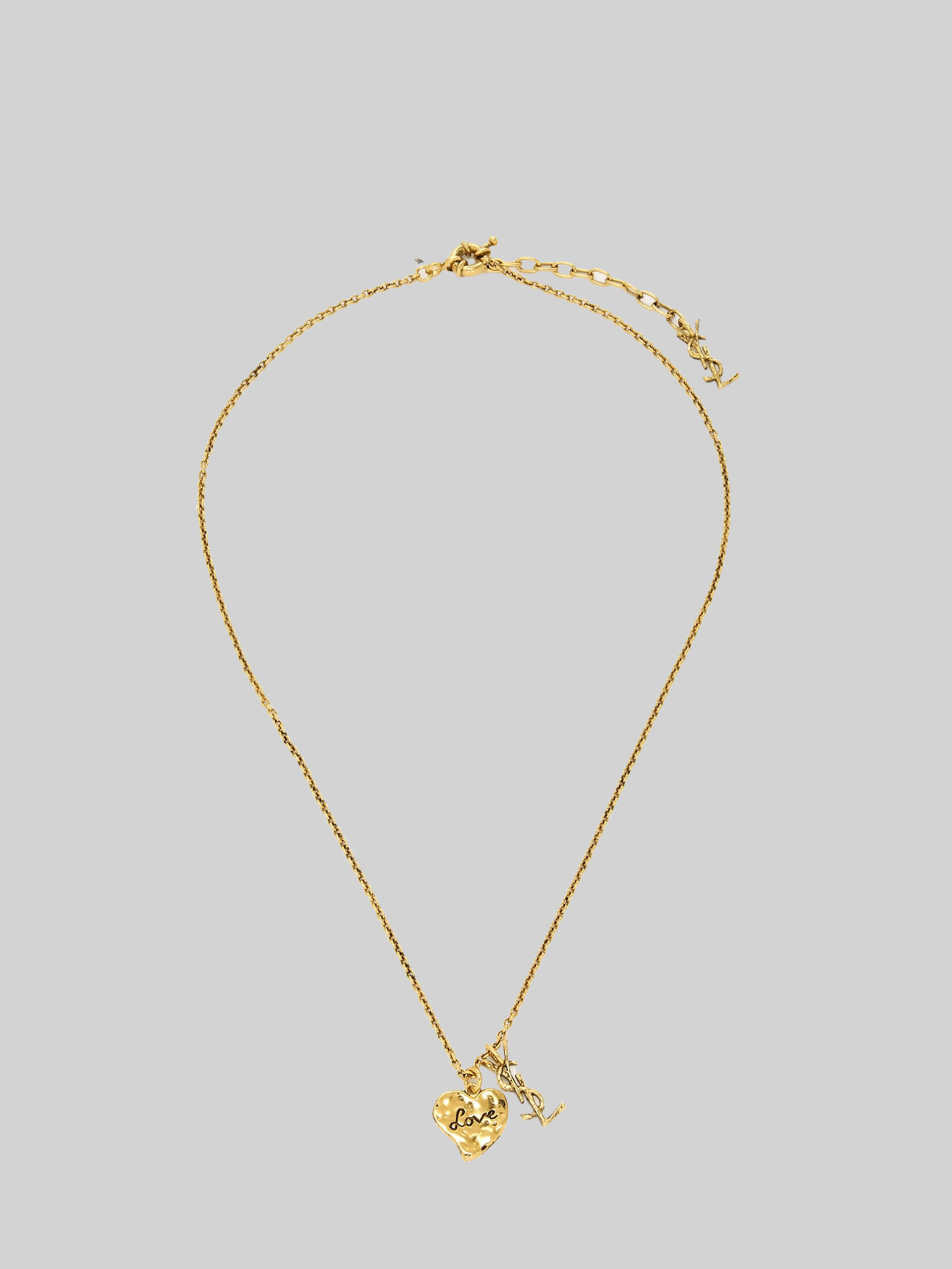 Saint Laurent Cassandre heart necklace in brass