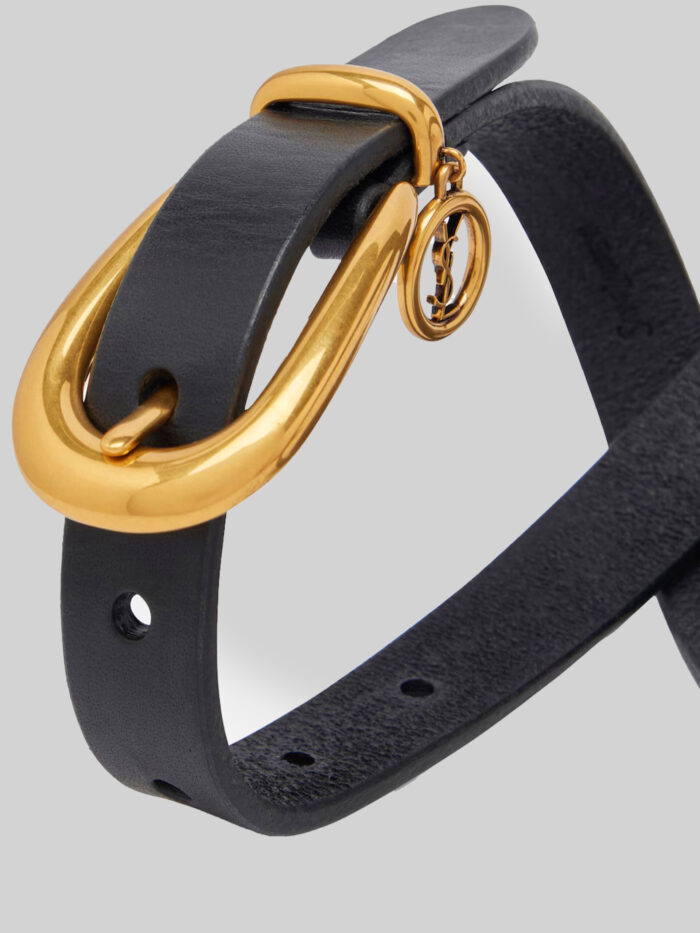 Saint Laurent Thin Cassandre belt in black leather