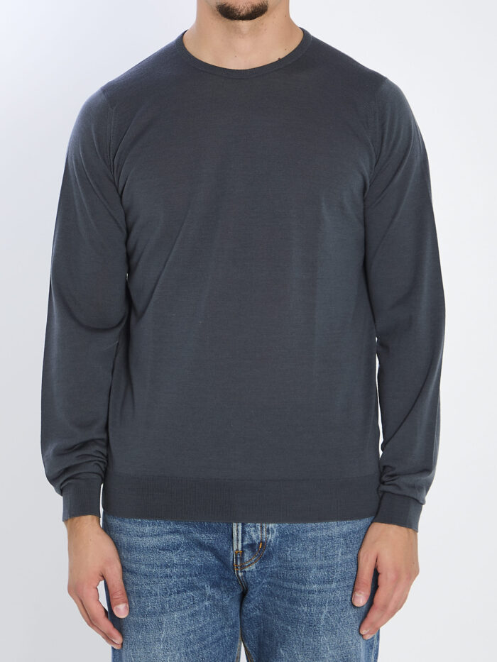 John Smedley Lundy crew neck jumper in charcoal