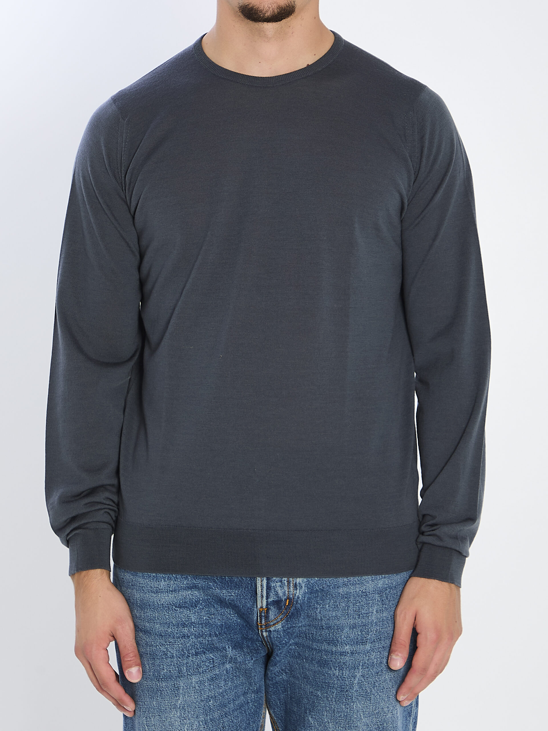 John Smedley Lundy crew neck jumper in charcoal