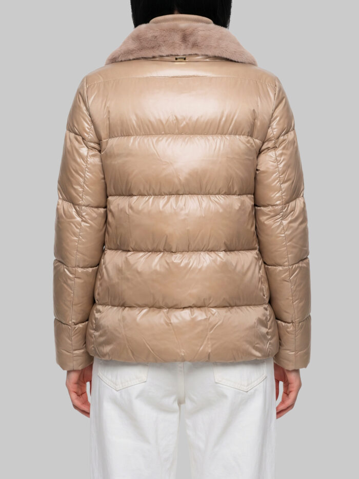 Herno Ultralight nylon and fur collar jacket