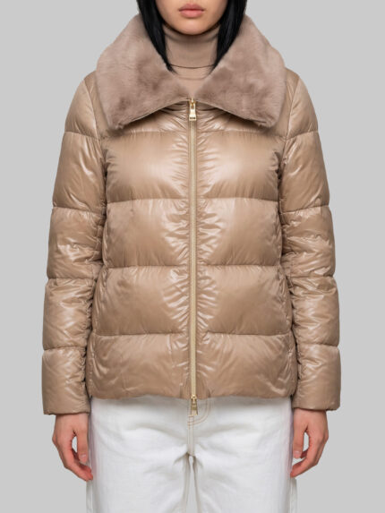 Herno Ultralight nylon and fur collar jacket