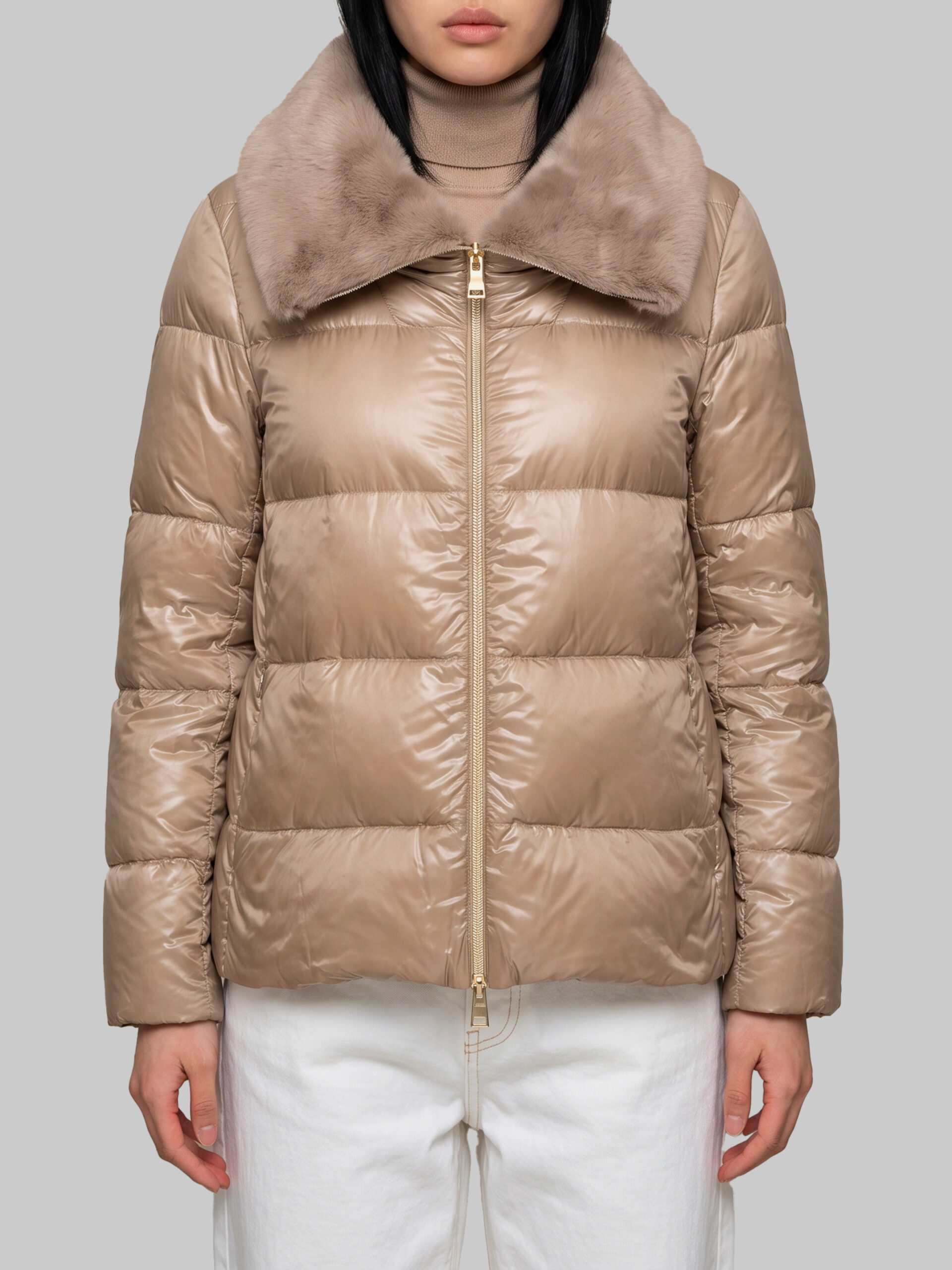 Herno Ultralight nylon and fur collar jacket