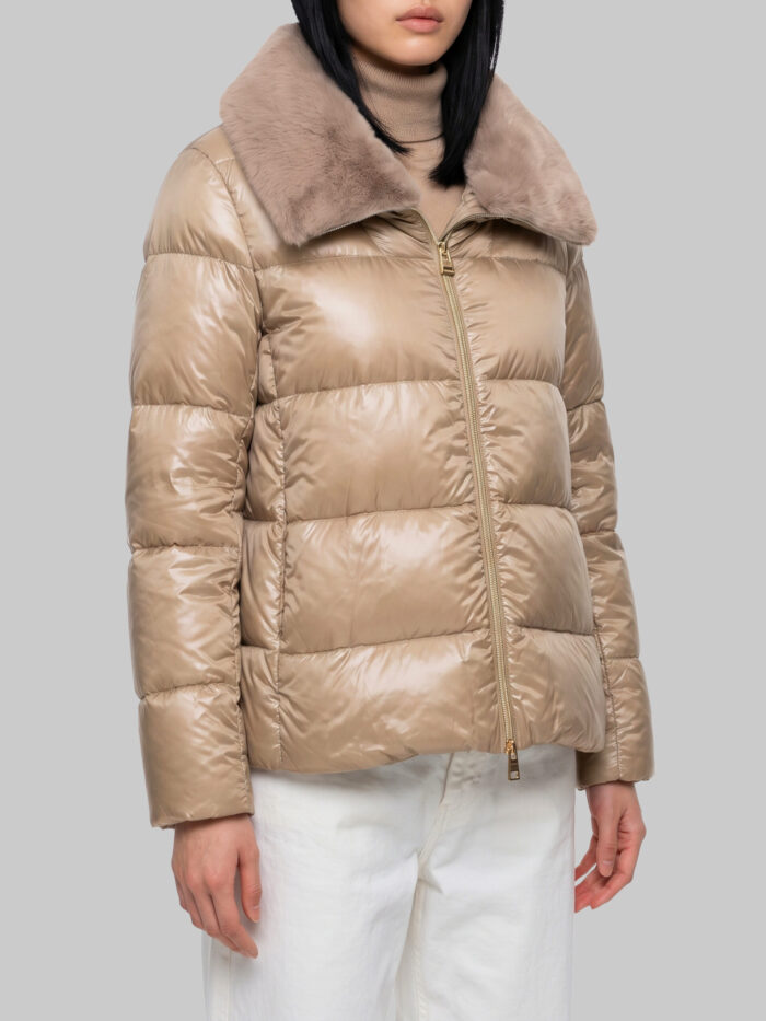 Herno Ultralight nylon and fur collar jacket
