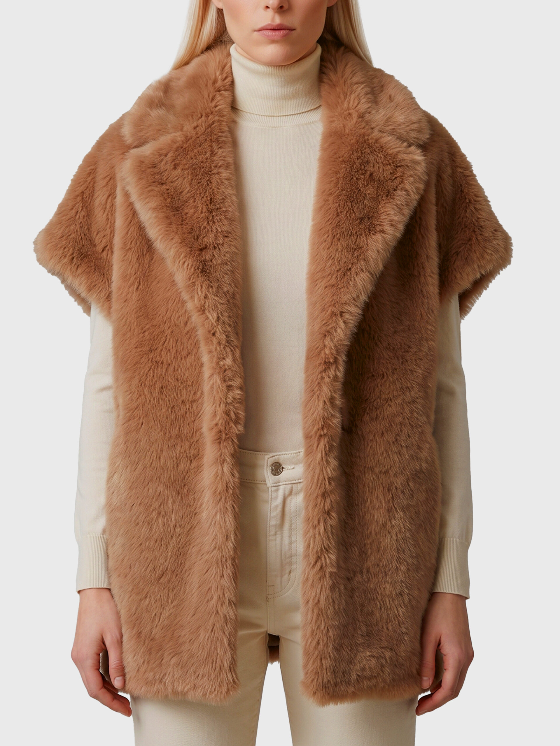 Herno Long-hair fur-effect sleeveless vest