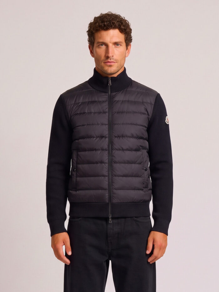 moncler black padded tricot cardigan Moncler Black padded tricot cardigan