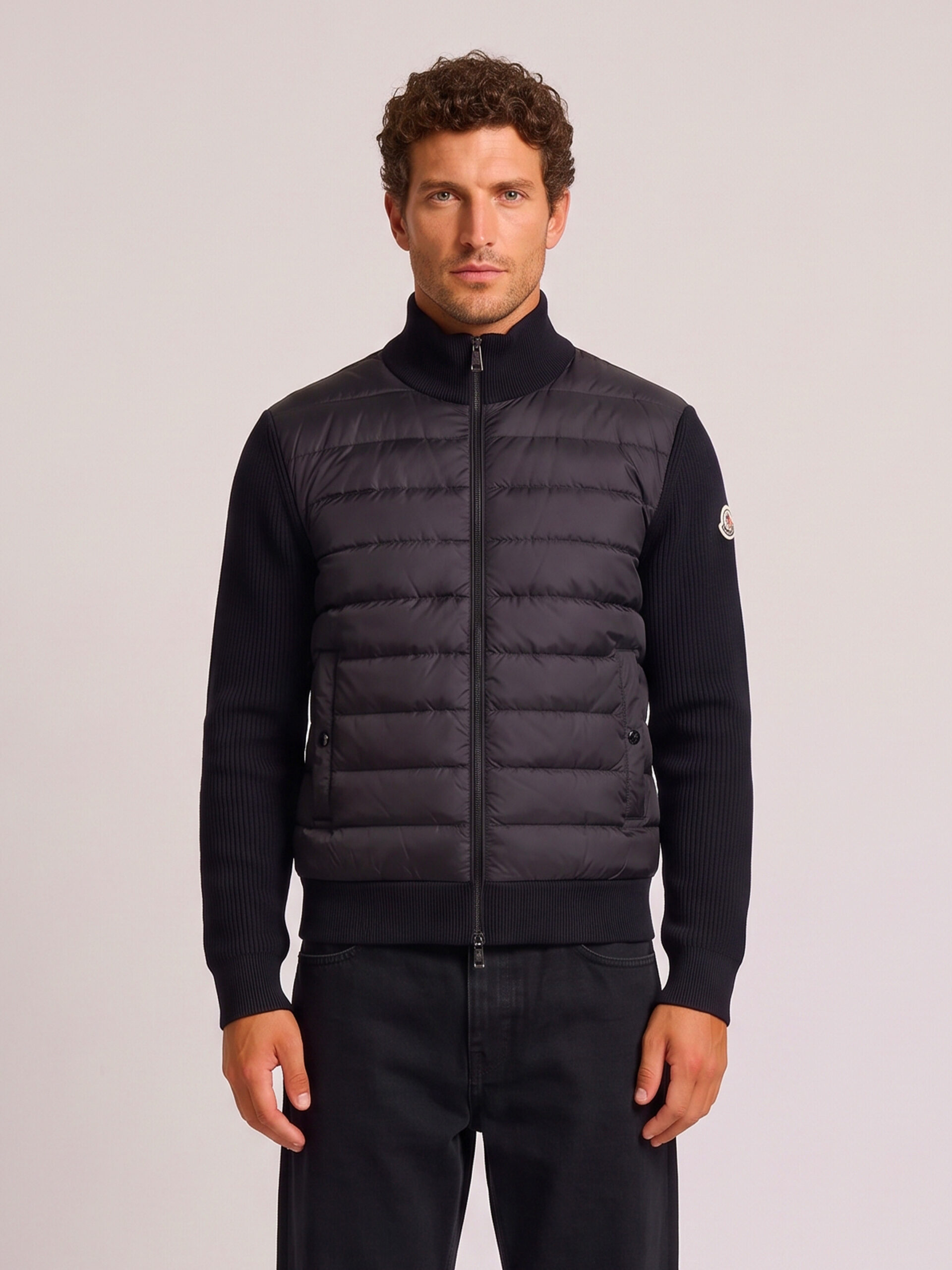 Moncler Black padded tricot cardigan