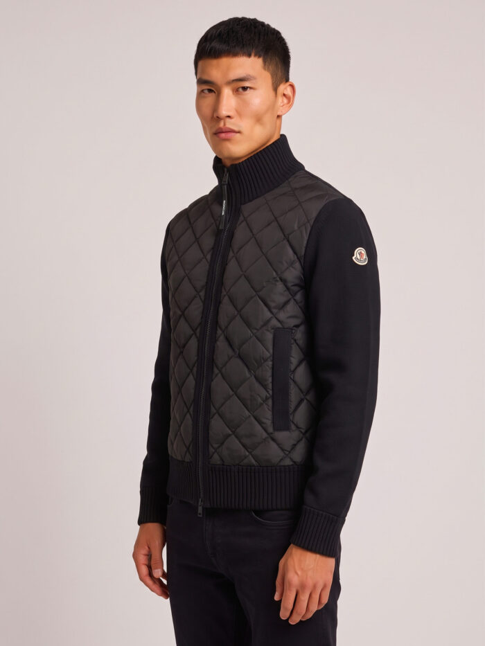 Moncler Black padded tricot cardigan