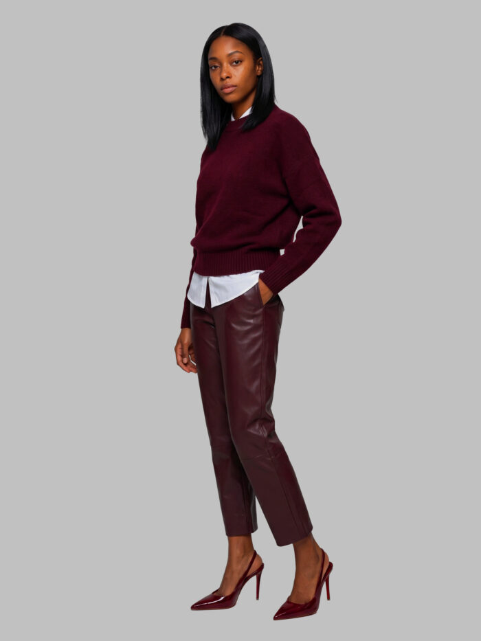Pariente Sarah wine leather pants