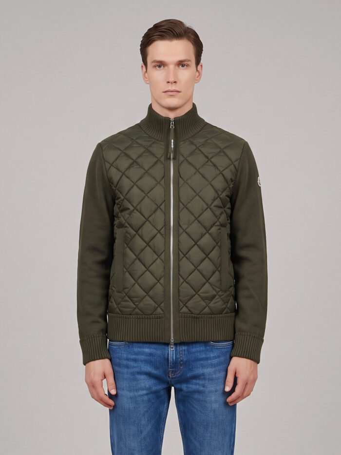 Moncler Green padded tricot cardigan