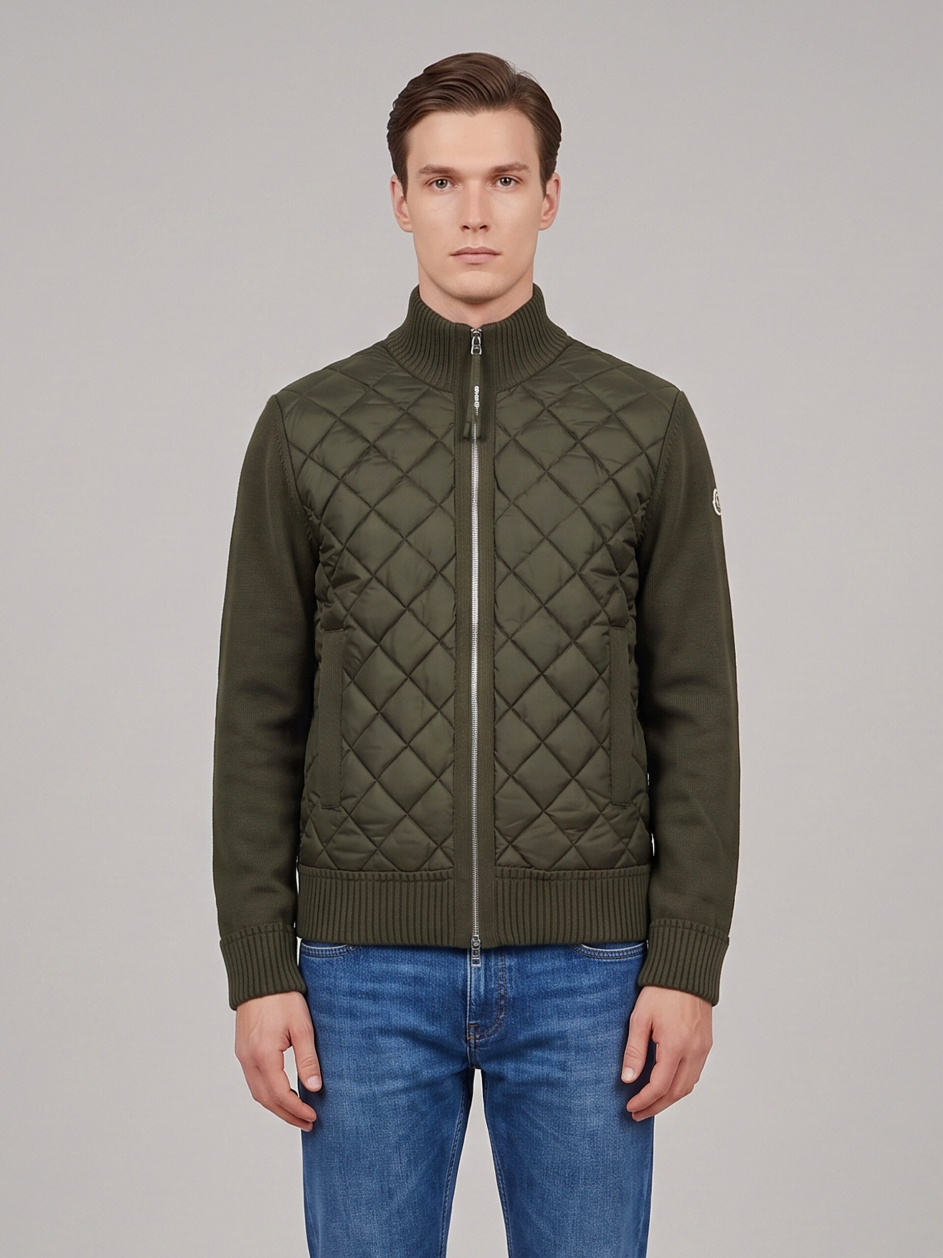 Moncler Green padded tricot cardigan