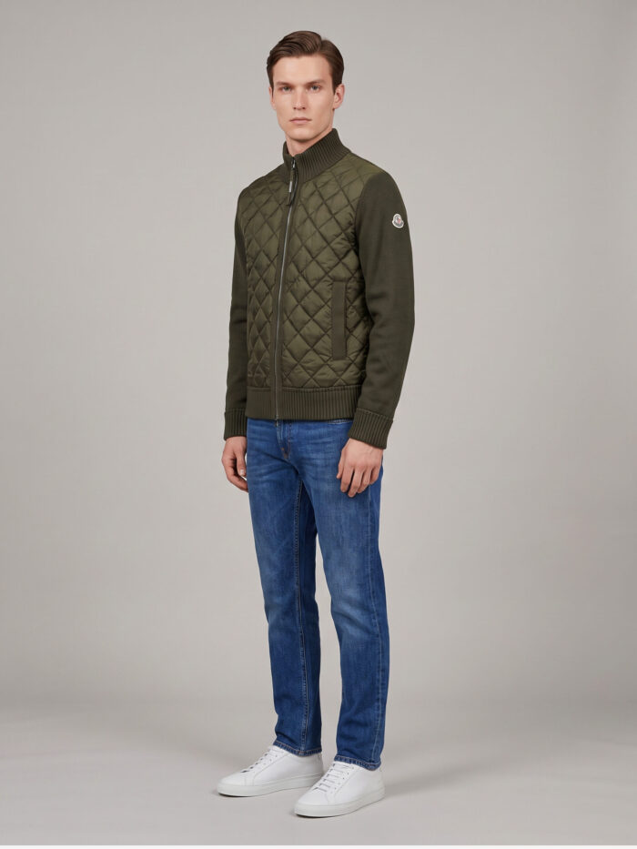 Moncler Green padded tricot cardigan