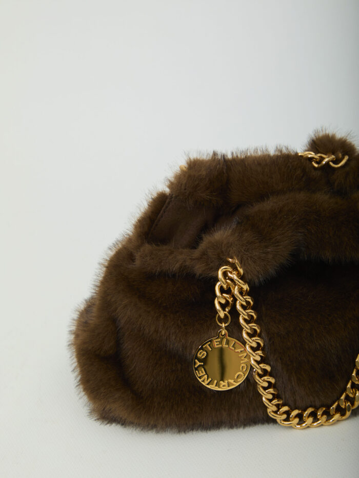 Stella Mccartney Faux fur Falabella mini drawstring bag