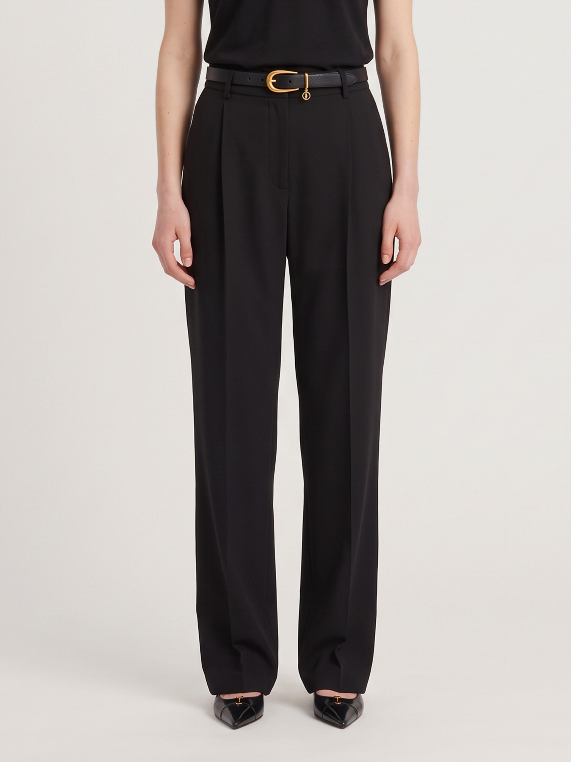 Saint Laurent Striped satin crepe trousers